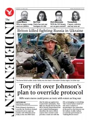 The Independent () Newspaper Front Page for 13 June 2022