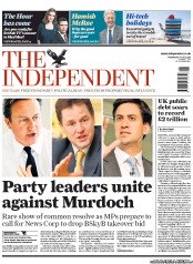 The Independent () Newspaper Front Page for 13 July 2011