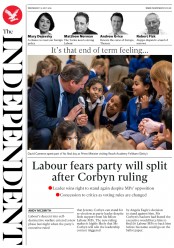 The Independent () Newspaper Front Page for 13 July 2016