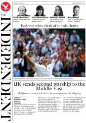 The Independent () Newspaper Front Page for 13 July 2019