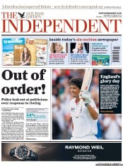The Independent () Newspaper Front Page for 13 August 2011