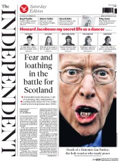The Independent () Newspaper Front Page for 13 September 2014