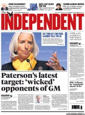 The Independent () Newspaper Front Page for 14 October 2013