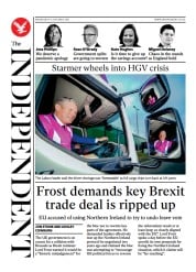 The Independent () Newspaper Front Page for 14 October 2021