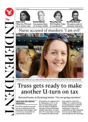 The Independent () Newspaper Front Page for 14 October 2022