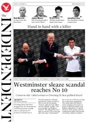 The Independent () Newspaper Front Page for 14 November 2017