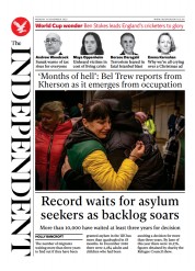 The Independent () Newspaper Front Page for 14 November 2022