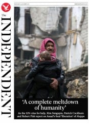 The Independent () Newspaper Front Page for 14 December 2016
