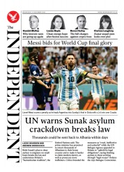 The Independent () Newspaper Front Page for 14 December 2022