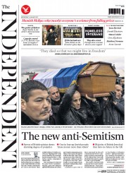 The Independent () Newspaper Front Page for 14 January 2015