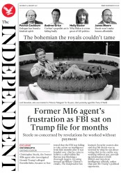 The Independent () Newspaper Front Page for 14 January 2017
