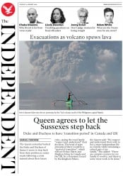 The Independent () Newspaper Front Page for 14 January 2020