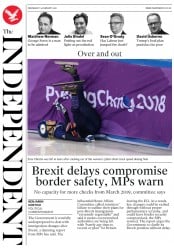 The Independent () Newspaper Front Page for 14 February 2018