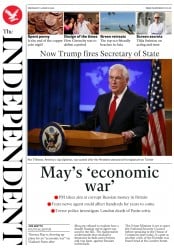 The Independent () Newspaper Front Page for 14 March 2018
