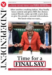 The Independent () Newspaper Front Page for 14 March 2019