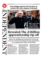 The Independent () Newspaper Front Page for 14 March 2023
