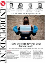 The Independent () Newspaper Front Page for 14 April 2020