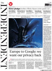 The Independent () Newspaper Front Page for 14 May 2014