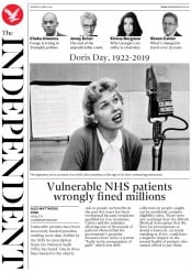 The Independent () Newspaper Front Page for 14 May 2019