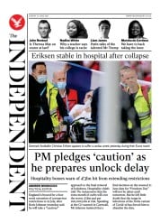The Independent () Newspaper Front Page for 14 June 2021