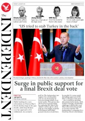 The Independent () Newspaper Front Page for 14 August 2018