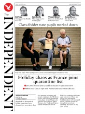 The Independent () Newspaper Front Page for 14 August 2020