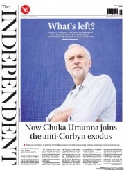 The Independent () Newspaper Front Page for 14 September 2015