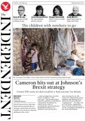 The Independent () Newspaper Front Page for 14 September 2019