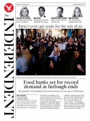The Independent () Newspaper Front Page for 14 September 2020
