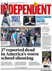 The Independent () Newspaper Front Page for 15 December 2012