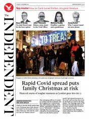 The Independent () Newspaper Front Page for 15 December 2020