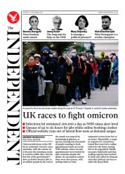 The Independent () Newspaper Front Page for 15 December 2021