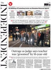 The Independent () Newspaper Front Page for 15 January 2015
