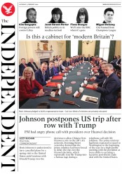 The Independent () Newspaper Front Page for 15 February 2020