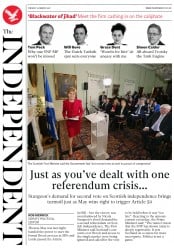 The Independent () Newspaper Front Page for 15 March 2017