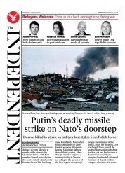 The Independent () Newspaper Front Page for 15 March 2022
