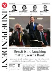 The Independent () Newspaper Front Page for 15 April 2016