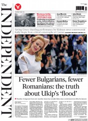 The Independent () Newspaper Front Page for 15 May 2014