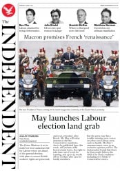 The Independent () Newspaper Front Page for 15 May 2017