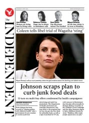 The Independent () Newspaper Front Page for 15 May 2022