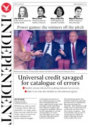 The Independent () Newspaper Front Page for 15 June 2018