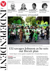 The Independent () Newspaper Front Page for 15 June 2019