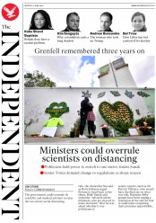 The Independent () Newspaper Front Page for 15 June 2020