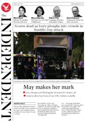 The Independent () Newspaper Front Page for 15 July 2016