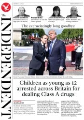 The Independent () Newspaper Front Page for 15 July 2017