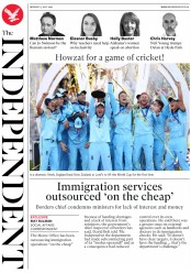 The Independent () Newspaper Front Page for 15 July 2019