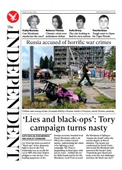 The Independent () Newspaper Front Page for 15 July 2022