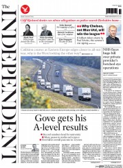 The Independent () Newspaper Front Page for 15 August 2014