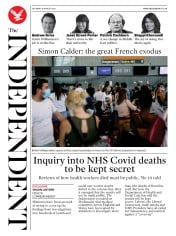 The Independent () Newspaper Front Page for 15 August 2020