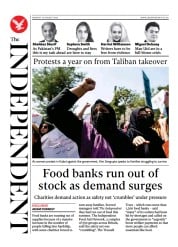 The Independent () Newspaper Front Page for 15 August 2022